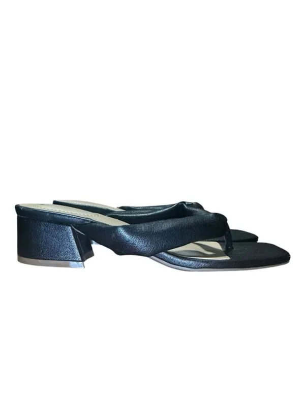 C. EST 1946 Leather Slide Sandals 7 Black EUC - Image 4