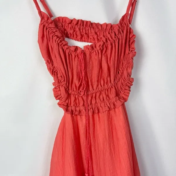Boutique Coral Backless Layered‎ Tiered Maxi Dress S - Image 6