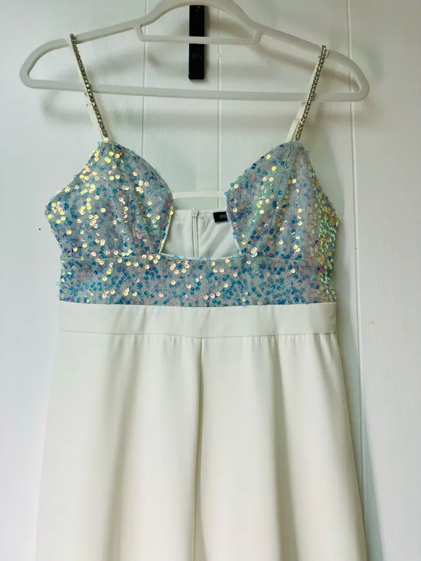 Boutique White and iridescent sequin jumpsuit - Image 4