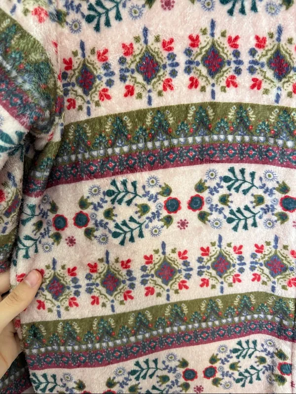 Natural Life Fleece Onesie Pajamas Loungewear Jumpsuit Fair Isle Size Small - Image 5