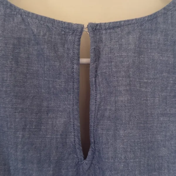 100% Cotton LOFT Denim Blue Romper Shorts - Image 6