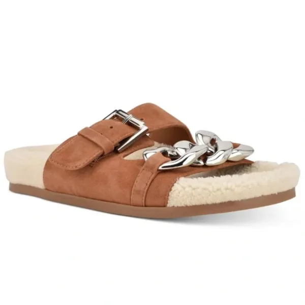 Marc Fisher Shoes Marc Fisher Fresno Natural Tan Shearling Sherpa‎ Slide Sandals - Image 2