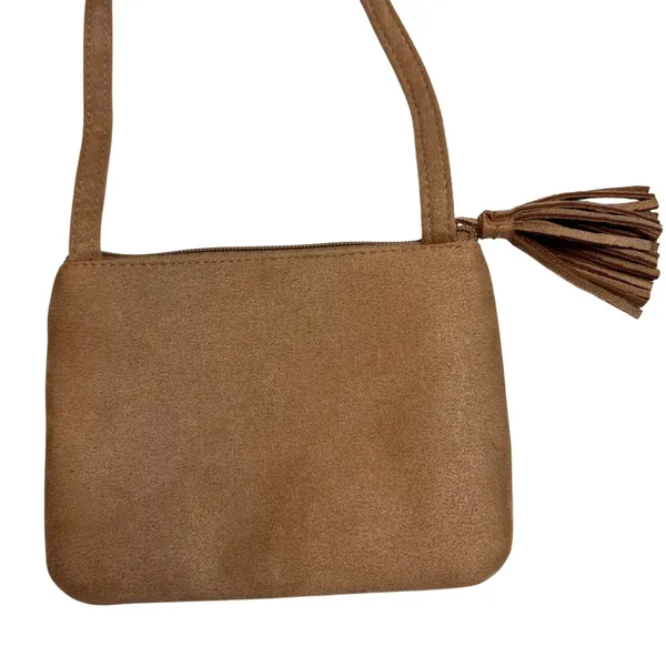 Star Studded Faux Suede Crossbody Bag Small Camel Brown Boho Chic Western Tassel - Image 3