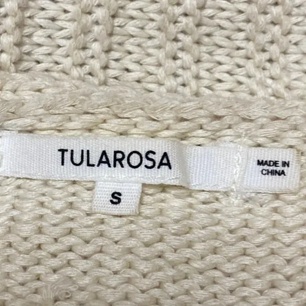 Tularosa Cream Long Sleeve Boho Fringe Midi Open Cardigan Sweater Top Size S - Image 3