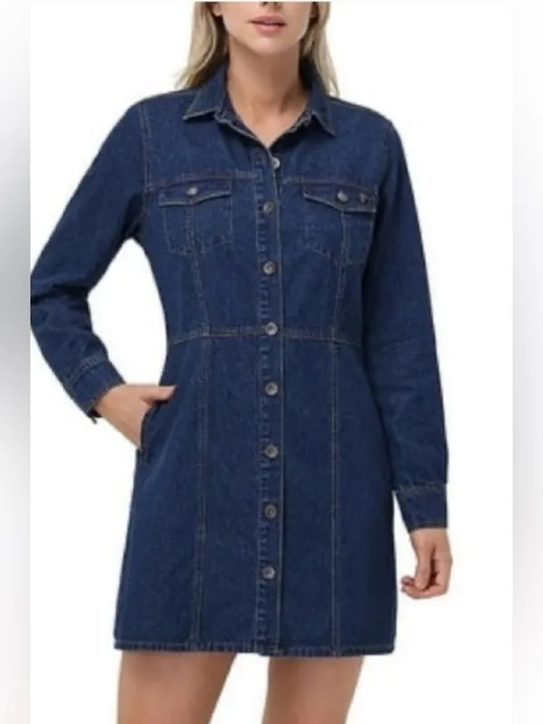 Frye Denim Long sleeve 
Buttonup Dress Blue - Image 2