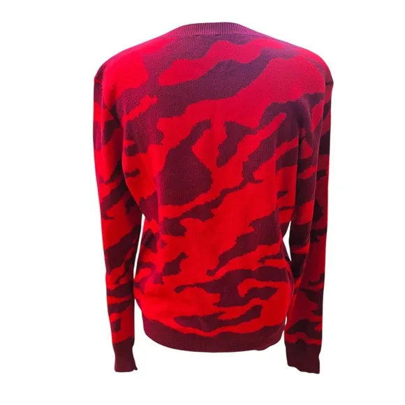 Cabi Camo Print‎ Sweater Crew Neck Long Sleeve Pullover Knit Top Red Size Medium - Image 5