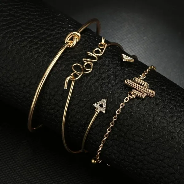 Boutique Gold Stacking Arrow Cactus‎ Bracelet Set (4) - Image 4