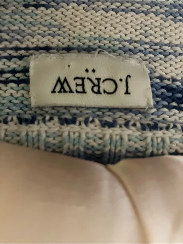 J Crew Blue White Cotton Boxy Fisherman Sweater Size XS - Image 2