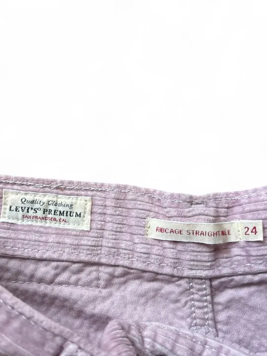 Levi's Premium Ribcage Straight Cord Ankle Jeans Pink Corduroy Pants Size 24 - Image 6