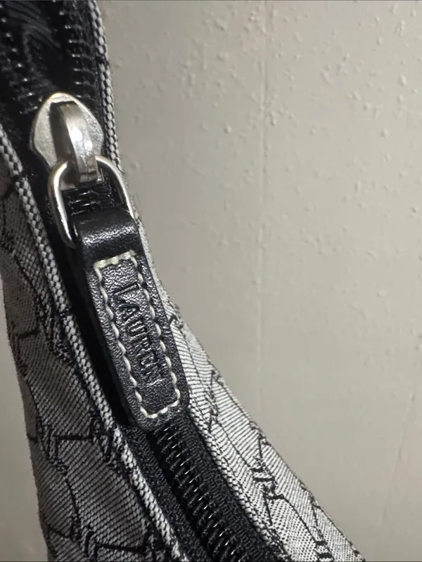 Ralph Lauren Gray Monogram Shoulder Bag with Black Trim - Image 7