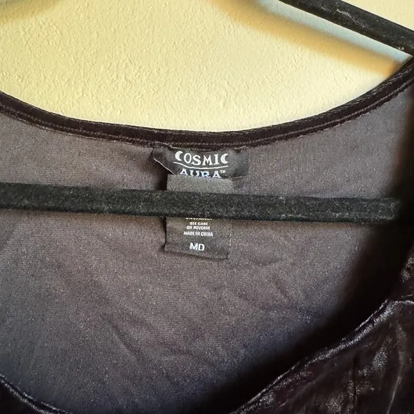 Cosmic Aura Black Velvet Corset Lace Up Top Sz Medium Hot Topic - Image 3