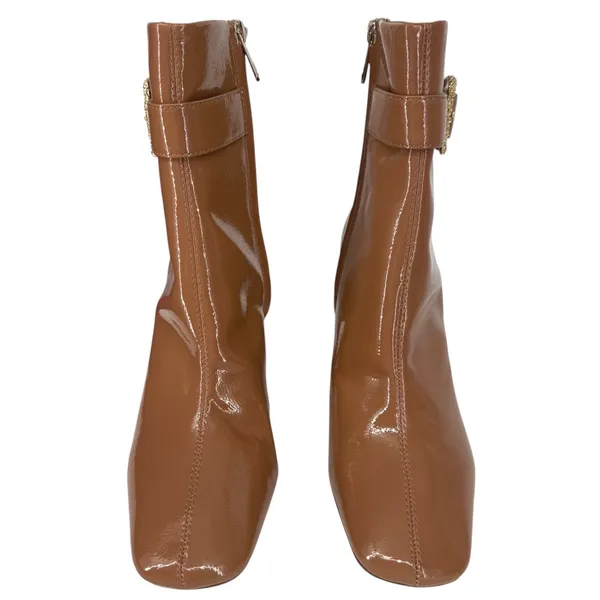 Sam Edelman Women's Corinne Square Toe Dress Booties Desert Camel Patent Sz 8.5M - Image 7