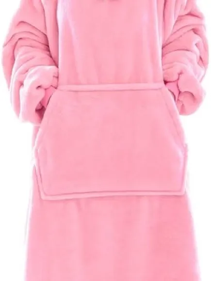 Snuggie pink fuzzy blanket hooded dress gown NWOT - Image 3