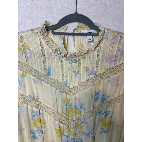 LoveShackFancy Target Yellow Floral Lace peasant Mini Dress Plus 1X Cottagecore‎ - Image 3