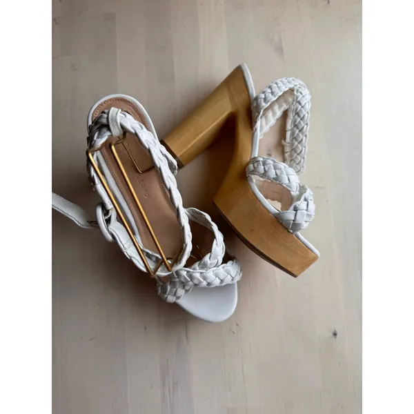 Veronica Beard Gael White Braided Leather Ankle Strap Platform Sandals 9 - Image 5