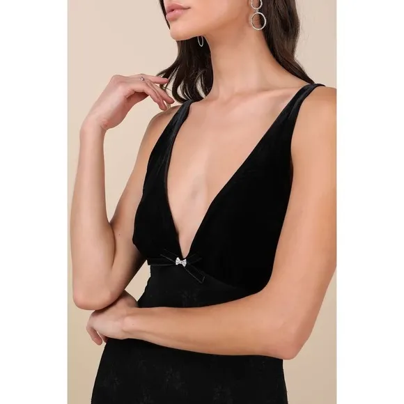 NIA The Brand Guest Black Velvet and Lace Midi Dress Whimsigoth Wedding Formal S - Image 2