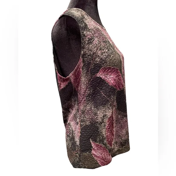 N Touch Vintage 90s Whimsygoth Autumn Fall Moody Artsy Witchy Leaf Stretch Top - Image 4