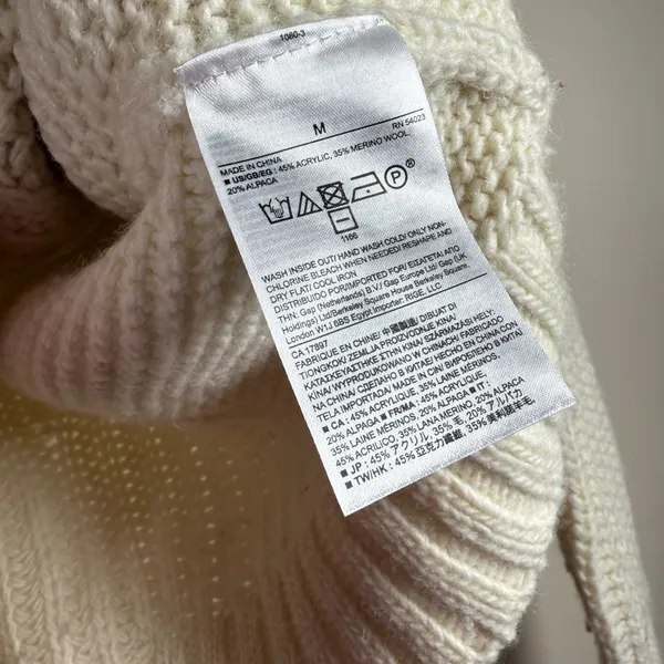 Banana Republic Chunky Cream Cowl Turtleneck Neck Sweater Sz M - Image 6