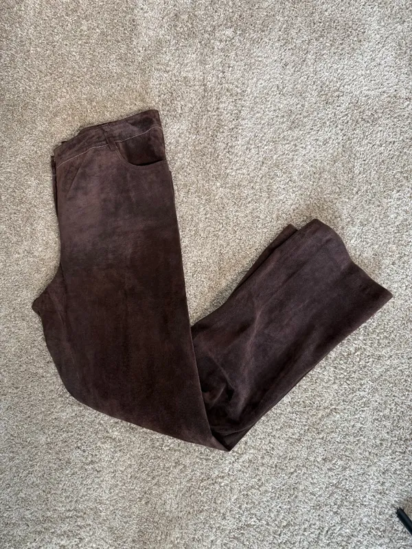 Brown suede 100% Leather Flare leg Pants - Image 5