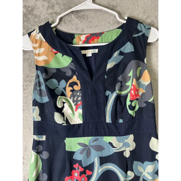 Boden Navy Floral Sleeveless Sheath Dress Whimsical Botanical Cottagecore Preppy - Image 2