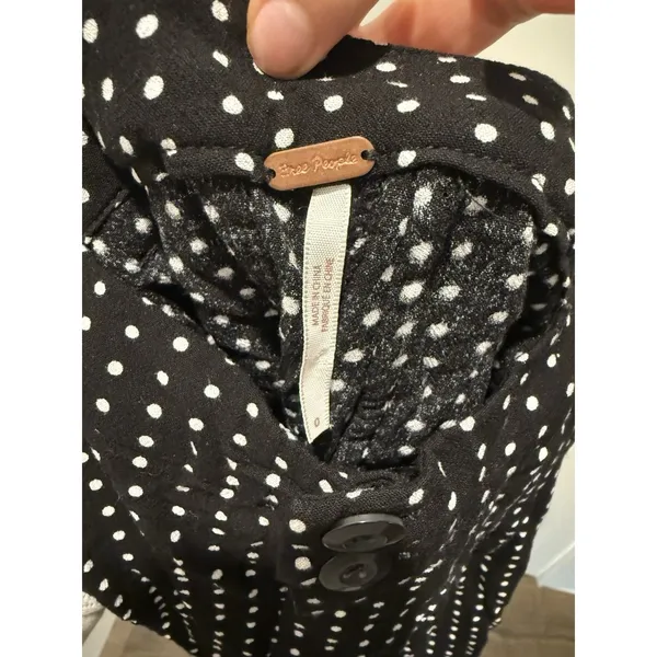 Free People Magdalene High-Waist Black Polka-Dot Rayon Shorts 0 XS Chic Feminine - Image 5
