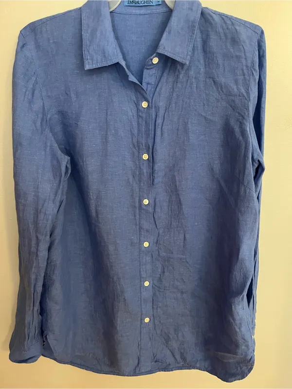Women's Relaxed Blue Linen Button - Image 2