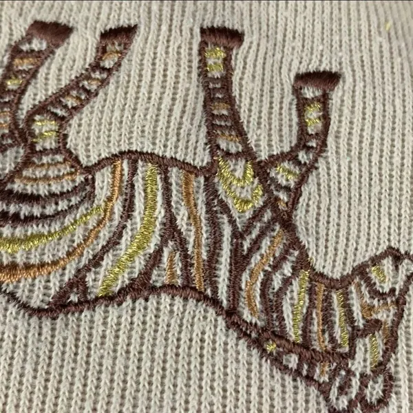 Vintage 80’s brown striped safari theme collar top Brown Size M - Image 5