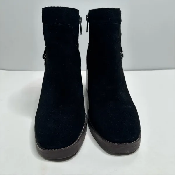 Lucky Brand Sifon Black Suede Block Heel Ankle Boot Size 8 - Image 4