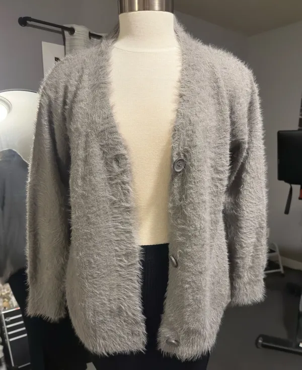 Boutique Women’s Cozy Cardigan Gray Button Down - Image 7