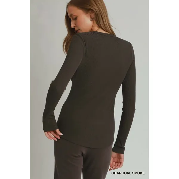 Umgee Brushed Rib Long Sleeve Top - Medium‎ - Image 2