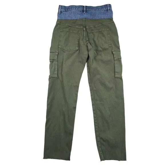 Hudson -1169 Women's Green‎ Cargo High Rise Denim Waist Trousers Pants Size 25 - Image 3