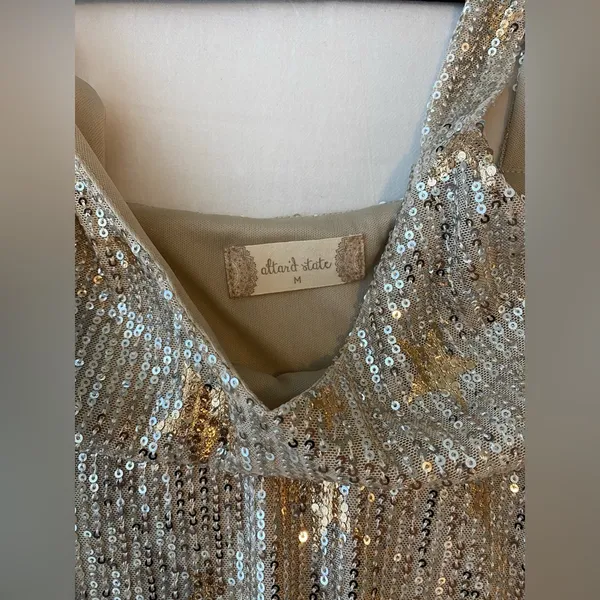 Altar’d State Gold Sequin Star Tank Top - Image 4