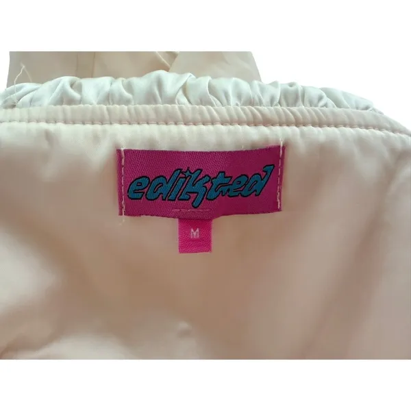 EDIKTED Damsel Satin Lace-Up Corset Top Pink White Size Medium Bustier - Image 5