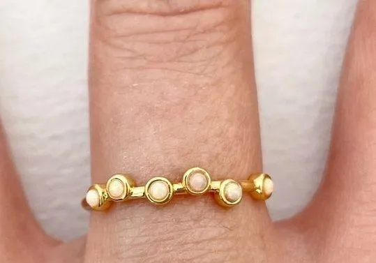 Five and Two New  Scattered Opal Gold Tone Serena Stacking Ring Size 6 - Image 10