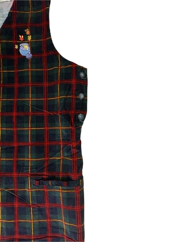 Vintage 90s Disney Store Winnie the Pooh Plaid Corduroy Jumper Dress M - Image 6