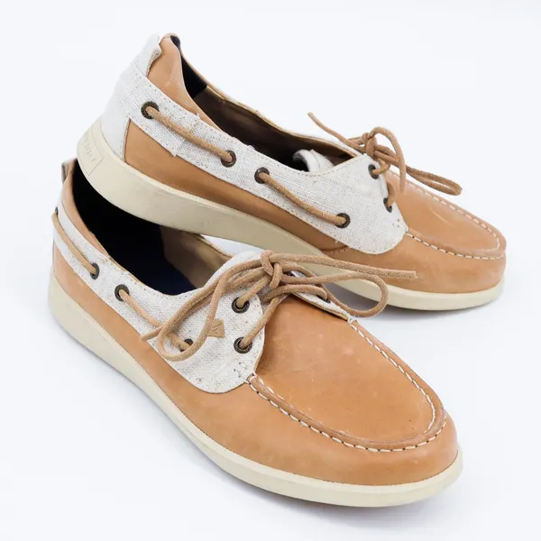 Sperry Top-Sider Womens STS81857‎ Tan Leather Canvas Boat Shoes 9.5 - Image 3