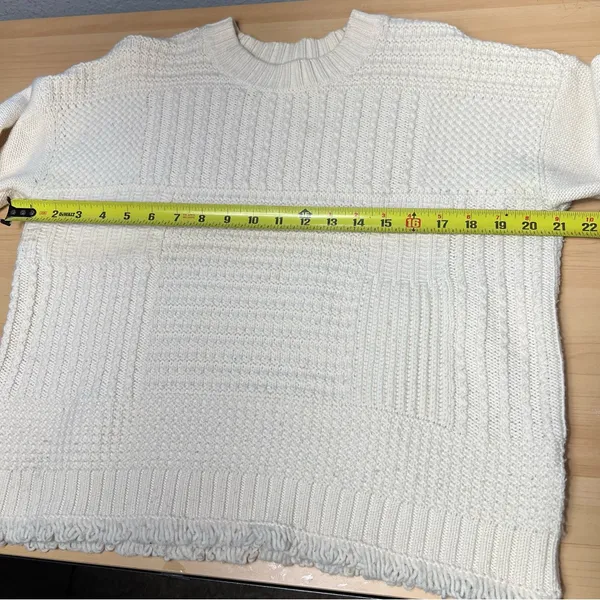 Madewell Stitchmix Cropped Pullover Sweater Womens Size Small Cream‎ Soft - Image 8
