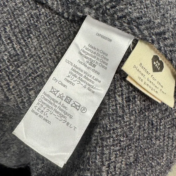 Madewell 100% Merino Wool Herringbone Sweater Coat Grey NB389 Women's Small - Image 9