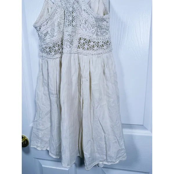 Vintage Y2K American Eagle Babydoll Mini Dress XS Cream Boho Country Concert - Image 13