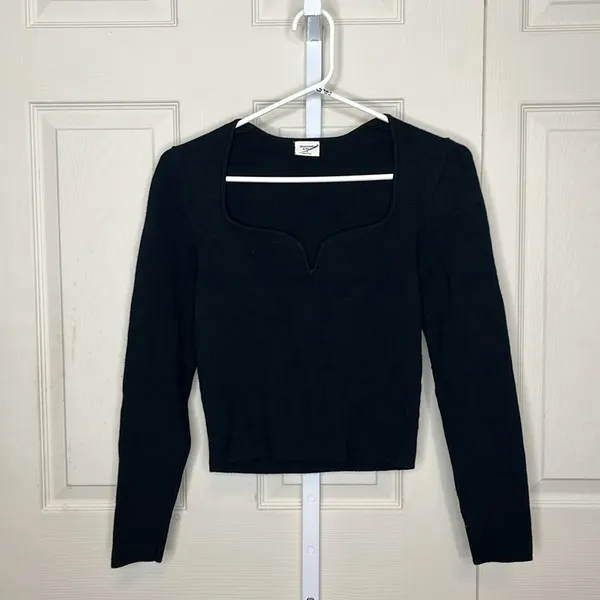 Abercrombie & Fitch Sweetheart Neckline Top Black Size Small - Image 4