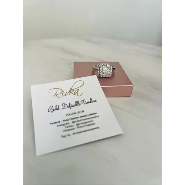 RIVKA FRIEDMAN Twisted Bezel Pavé CZ Ring, Silver Rhodium Plated, Size 6,‎ NWT - Image 12