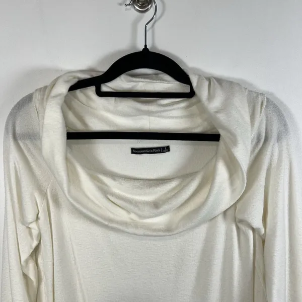 Womens Abercrombie & Fitch‎ White Viscose Long Sleeve Sweater Top Size Large - Image 3