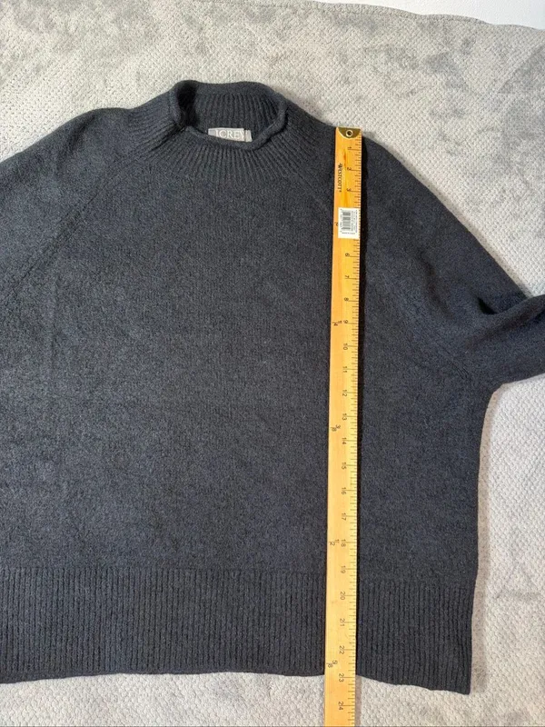 J.Crew Women’s Large Black Merino Wool Alpaca Blend Raglan Mock Neck Sweater - Image 8