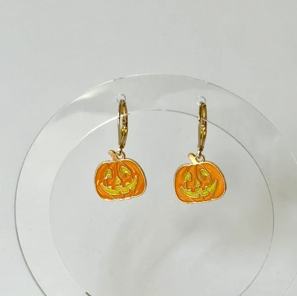 Halloween Pumpkin Earrings (402) 🎃 Orange - Image 4