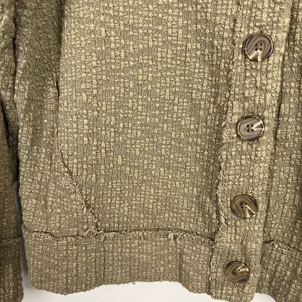 Two‎ By Vince Camuto Cardigan Sweater Women Large Green Buttons V-Neck Knit Crop - Image 4
