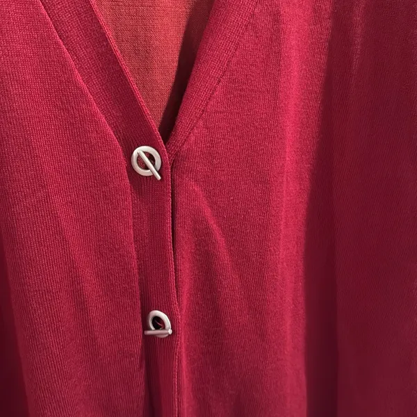 Joan Vass New York Womens Red Cardigan Sweater Size L - Image 2