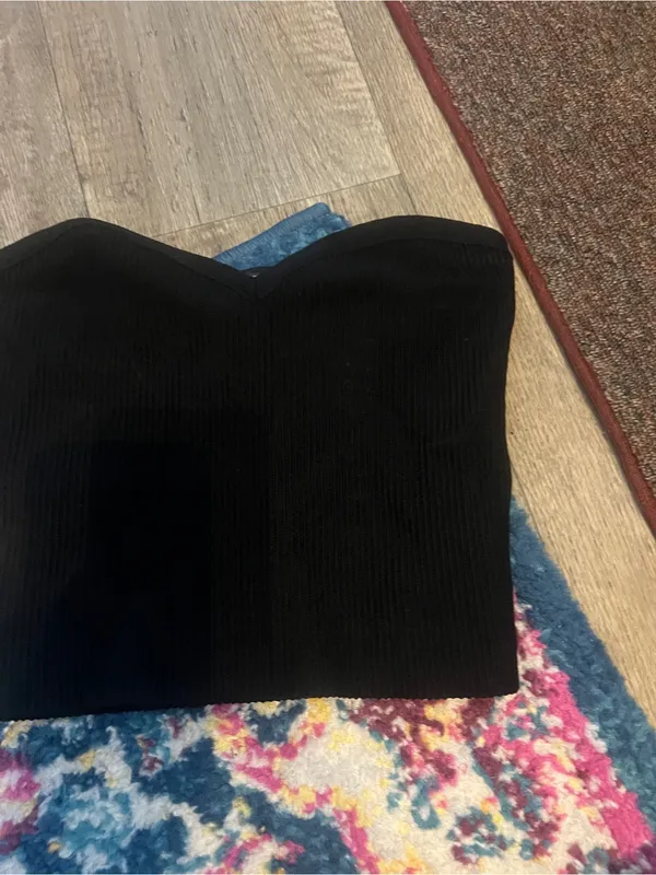 Babaton Black Strapless Ribbed Tube Top - Image 2