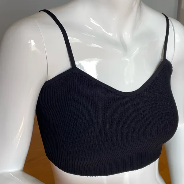 Aritzia Babaton Black Knit Cropped Cami Tank Top Women’s Size S Stretch - Image 2