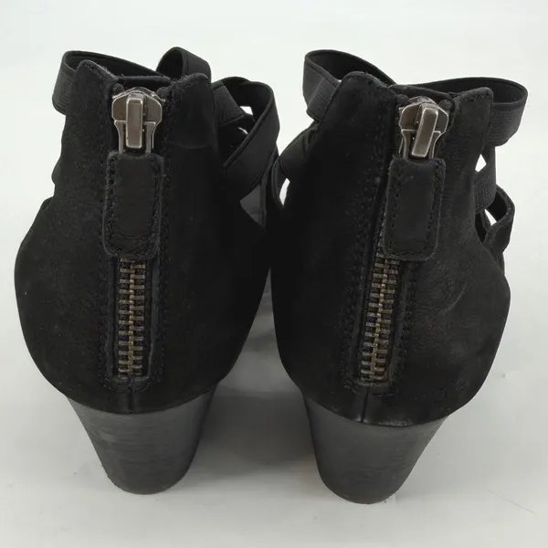 Eileen‎ Fisher Black Leather Strappy Cage Wedge Sandals Womens 8 Zip Back - Image 3