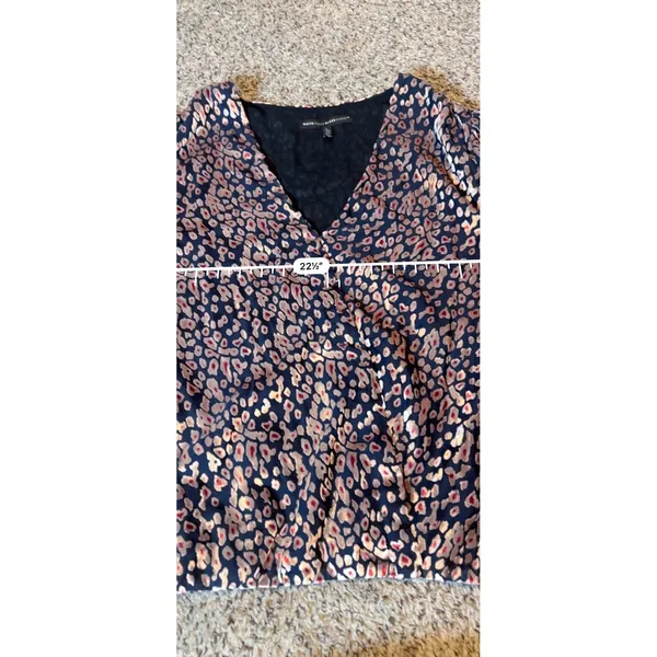 White House Black Market Leopard Velvet Burnout Wrap Blouse Metallic‎ Pink Large - Image 4